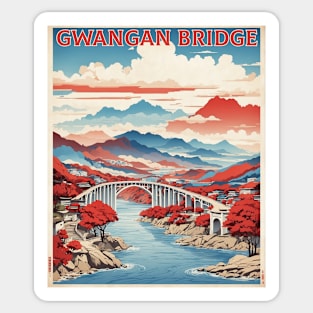Gwangan Bridge South Korea Travel Tourism Retro Vintage Sticker